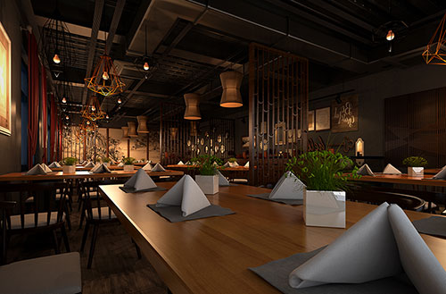 湘东简约大气中式风格餐厅设计装修效果图