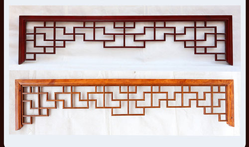 湘东中式花格吊顶门楣挂落仿古落地罩在实际案例中的展示